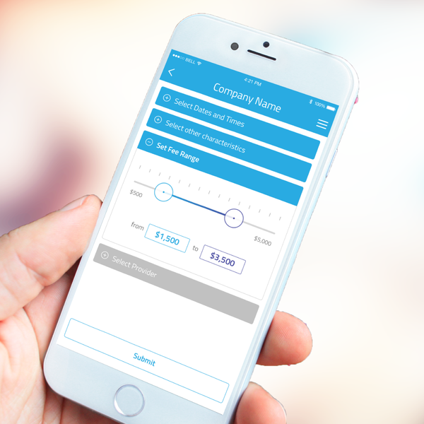 Mobile app screen design.