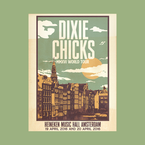 Dixie Chicks 2016 Amsterdam Concert Poster Design by D-F-A