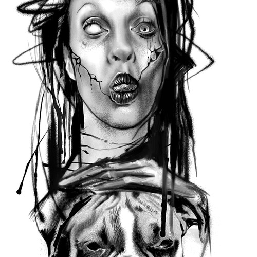 Black and Gray Evil Face Design by Jana111