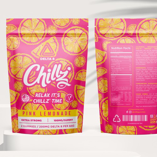 CHILLZ CBD Brand need his new packaging for his DELTA 8 Gummies Design by bcra