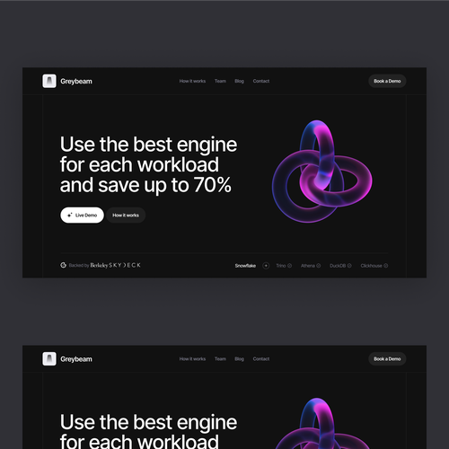 Landing page for data infrastructure startup Design by Rostyslav Pavliukh™