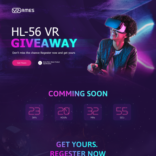 Design virtual reality giveaway landing page Landing page contest | 99designs