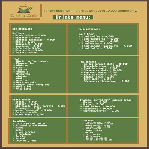 Design-Entwurf in der Kategorie Speisekarte von the fuel 777