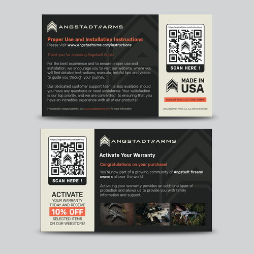 Warranty activation flyer for gun company (postcard) Design by krung
