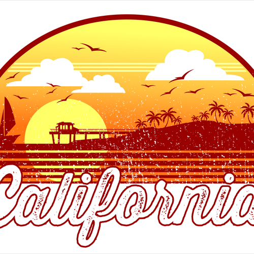 Design di California Castaway Retro 70's T-Shirt di jmark319