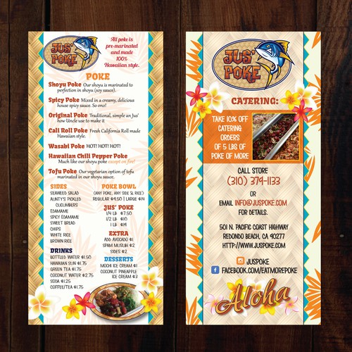 Design Hawaiian To Go Menu For Jus Poke Voted Best Of La