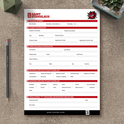 Professional Admission Inquiry Form Design by Alphabet ♥