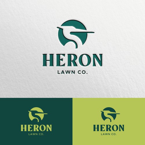 Modern Lawn Care Business with Heron Design by a.mjb