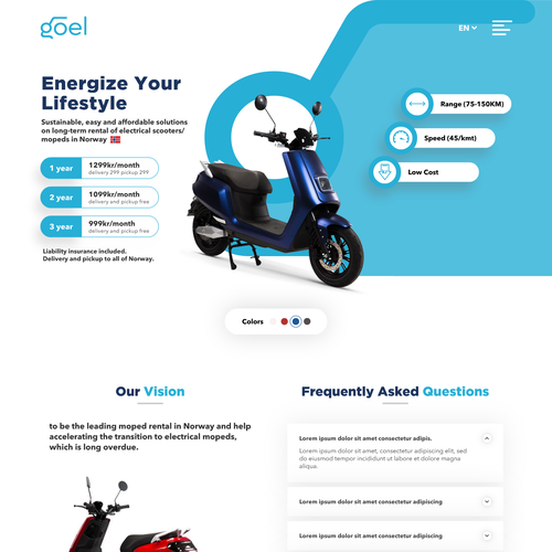 Design brand new website for a long-term electric scooter rental start-up in | Web page contest | 99designs