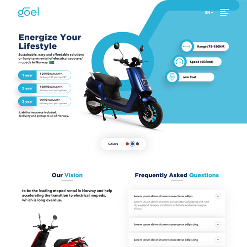 Design brand new website for a long-term electric scooter rental start-up in Norway Design by -xxia-