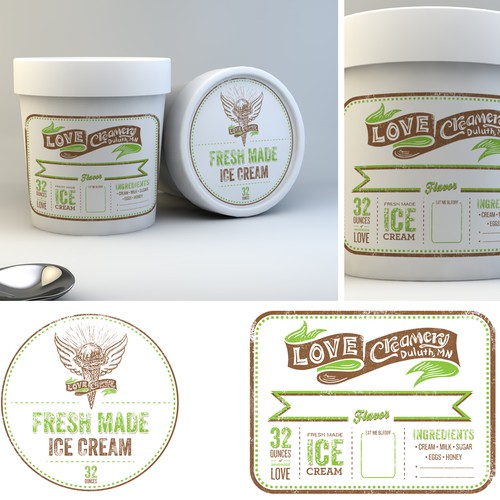 Ice Cream Container Labels for Love Creamery Design by Calavera