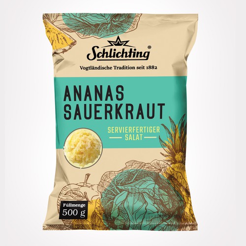 Diseño de Stayin alife - Refresh an old fashion package for Salad with Sauerkraut, Pineapple and Apple de Jena-288