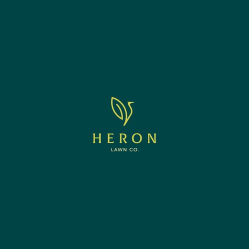 Modern Lawn Care Business with Heron Design by Logo bro