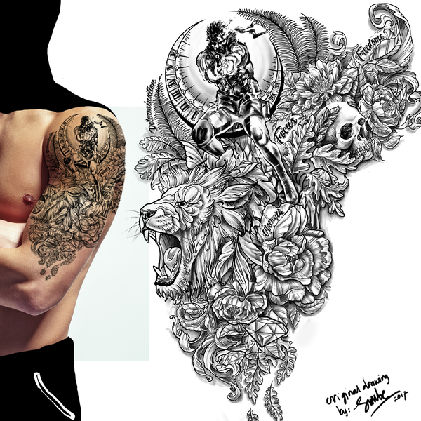 Upper arm half sleeve tattoo, Tattoo contest