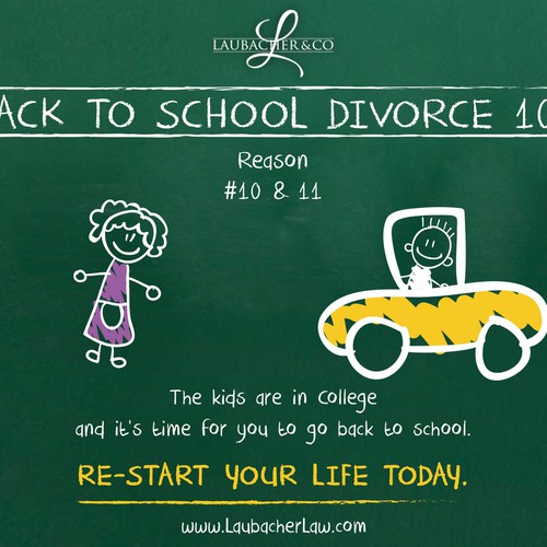 Back to School Divorce - Funny Slogans, images and graphics for adverts. Design von tale026