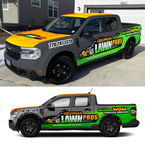 Need eye catching wrap designed for a lawn care company! Design by jacondsign