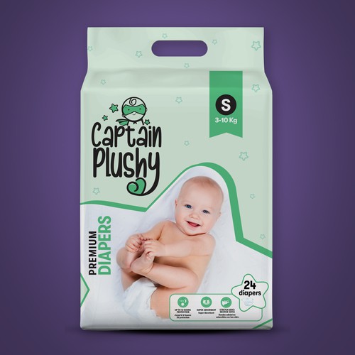 Packaging for playful baby diapers brand Design by Design Studio72