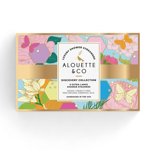 Design Beautiful Colorful Shower Steamer Gift Box that shouts Click me!  for French Luxury Bath & Shower Company Design by EffieK