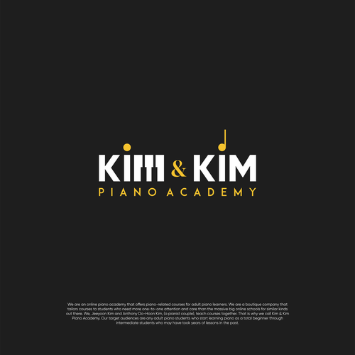 Logo to appeal adult piano students for online piano school called Kim & Kim Piano Academy Design by Ardimast