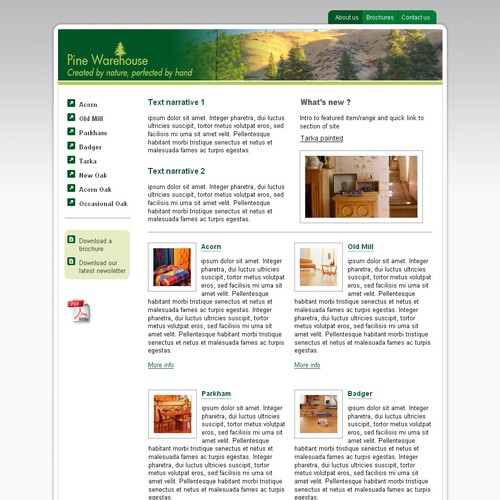 Design of website front page for a furniture website. Design by mal pacino