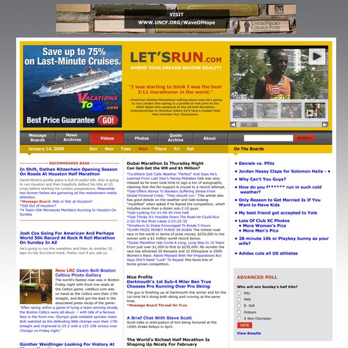 LetsRun.com Homepage Re-Design/Cleanup Diseño de CreativeQuartersCo