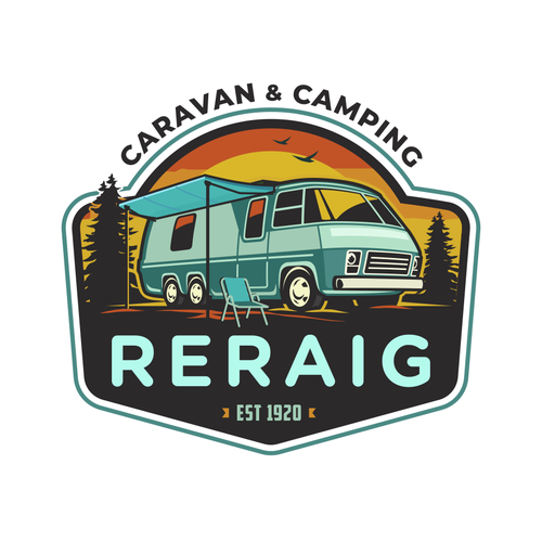 Retro RV camp logo for our new cool campsite! Design by D!