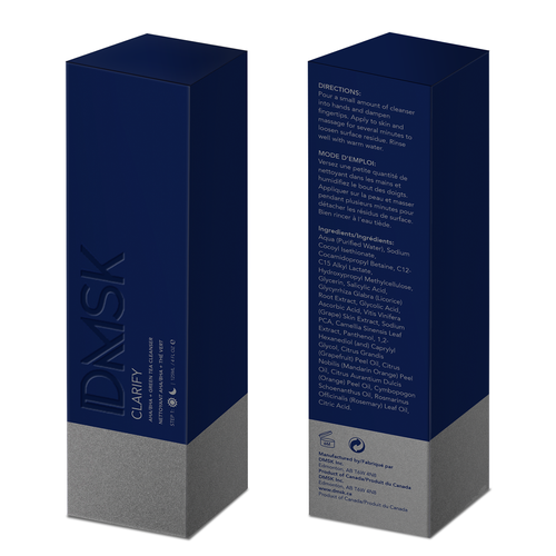 Luxury, high-end product box design for facial cleanser. Design by Leila Amorim