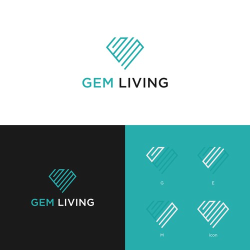 Geometrical, minimalist, modern brand design for Gem Living Design by megawon®