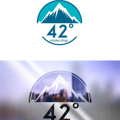 Create logo as the 42° is to look like 420 and then some mountains
and put "on the mountain" under smoke shop
 Design by ab2killer