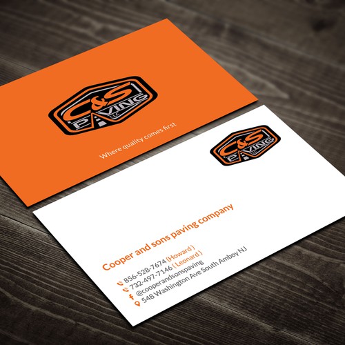 We are an asphalt paving company  card with character, style, stands out from everyone nothing bland no white ,add stuff Design by Rskylight