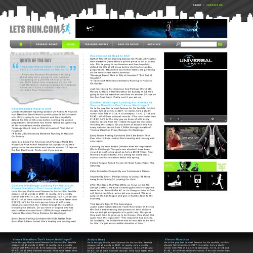 LetsRun.com Homepage Re-Design/Cleanup Diseño de andrew1940