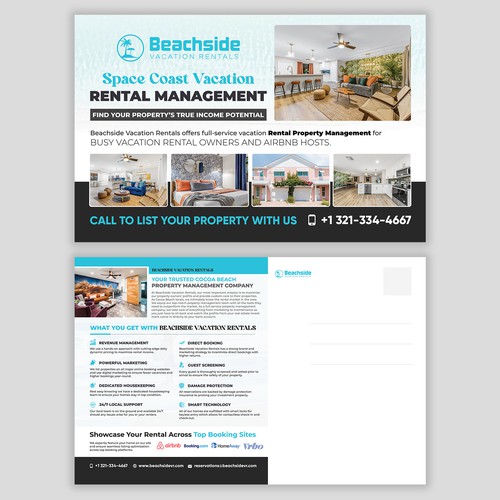 Design a Vacation Rental Management Postcard - Appeal to Property Owners Design by Alphabet ♥
