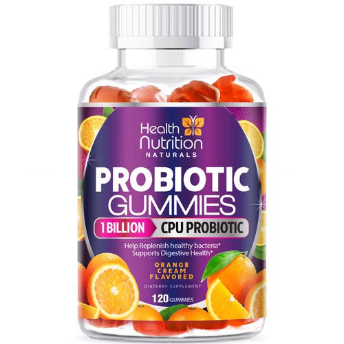 Diseño de Healthy Probiotic Gummies Label needed for Health Nutrition de agooshe