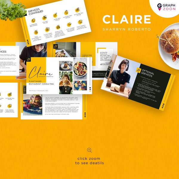 Design by Graph Zoon titled "Creative plant-based restaurant consulting presentation"