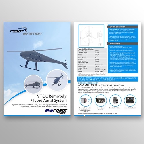 clean, high-tech flyer design for drones/UAVs that gives confidence and ...