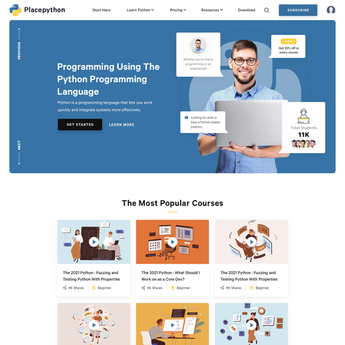 Educational and mentoring platform about the Python programming language-ontwerp door Steve Sen ⚡️⚡️