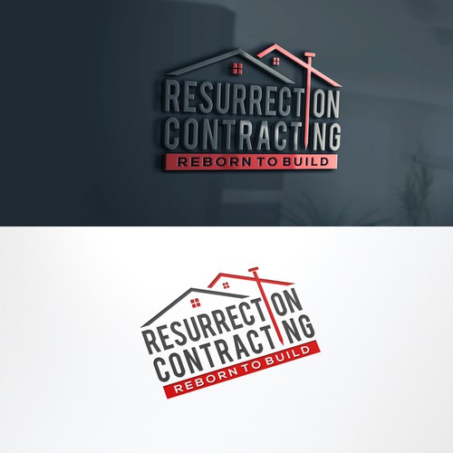 "Reborn To Build" construction company logo. Design by Rhibas