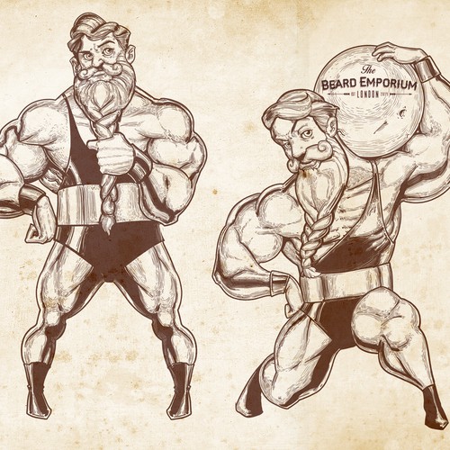 Strongman character design creation for The Beard Emporium.com Design by God's child