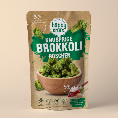 Verpackungsdesign für Doypack Gemüsechips: Vakuum frittierte Brokkoli Chips Design by cebiks