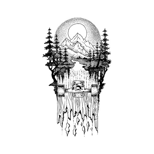 Skateboard Tattoo Design by RadeM
