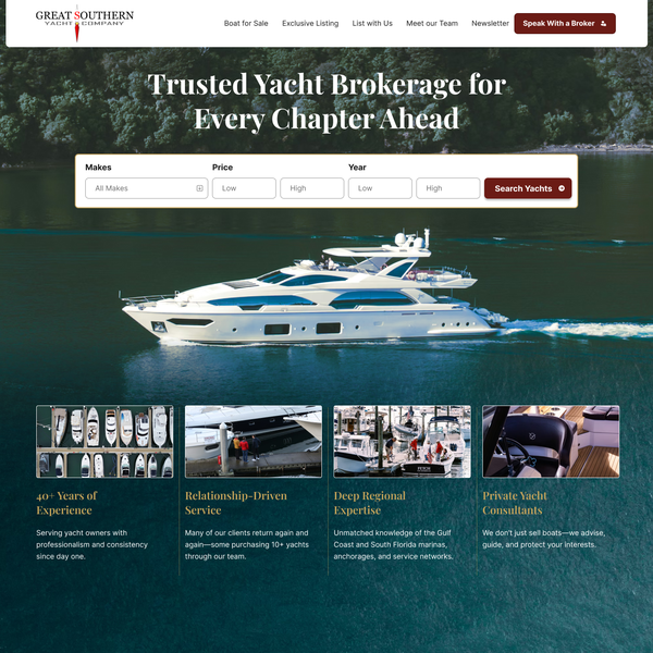 Great Southern Yachts — Luxury Yacht Brokerage Landing Page