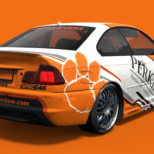 Perkins-Clemson e46 Race Car Wrap Design by Andrei Sandu