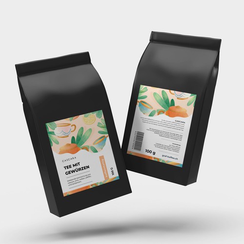 Cascara tea label Design by Lady Goga