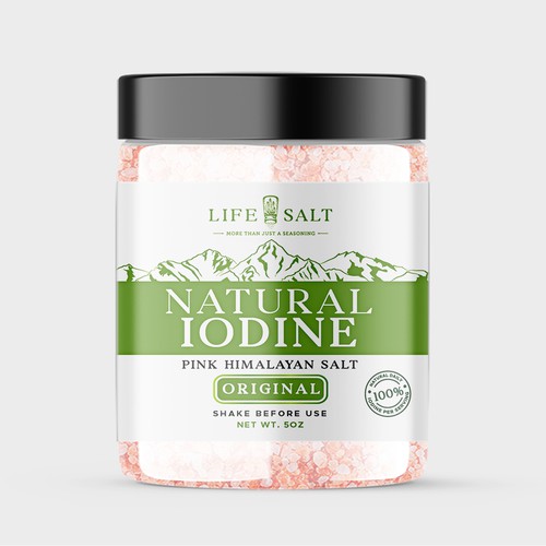 Label for Natural Iodine Pink Himalayan Salt that is fused with Seaweed Design by Design_byMe