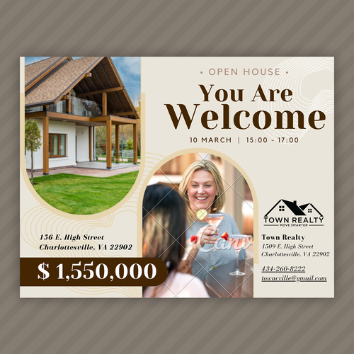 Open House Flyer - Champaign and Snacks! Design by KusumChauhan