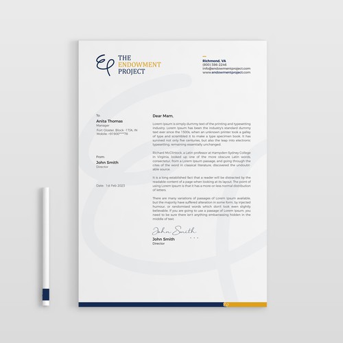 Clean, simple note design, The Endowment Project Design by (VEER)