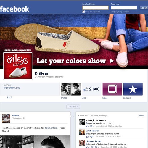 Facebook brand design for international Espadrille shoe company.  More work to follow! Design por *senja*