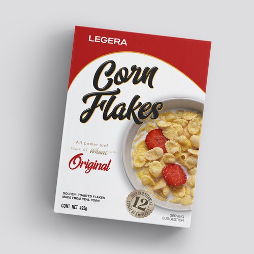 Premium cereal breakfast packaging (Corn Flakes) Design by Gustavo RV