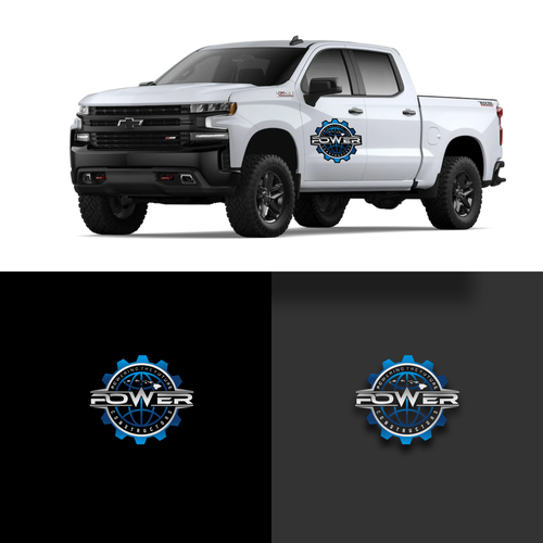 Can we put the logo on a 2020 White Chevy Silverado crew cab truck, on the front door Design by kimna.dsgn