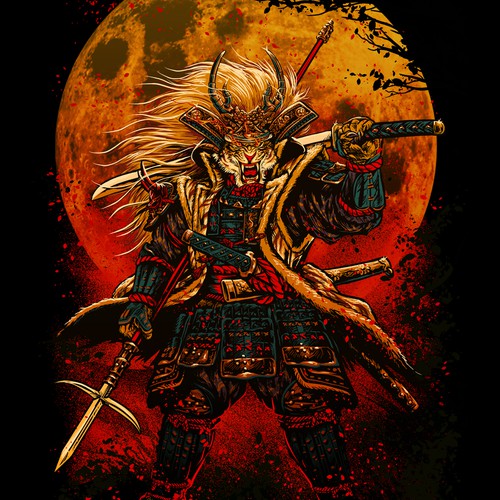 Designs Manga Style Samurai Lion Illustration Illustration Or Graphics Contest 